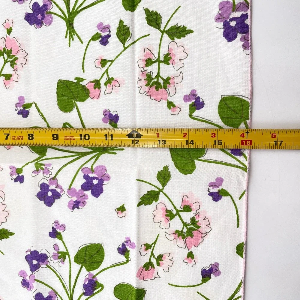 Vera Neumann 60-70s Floral Napkins x8 Crisp Vibrant Purple Violets Pink Edge Tag